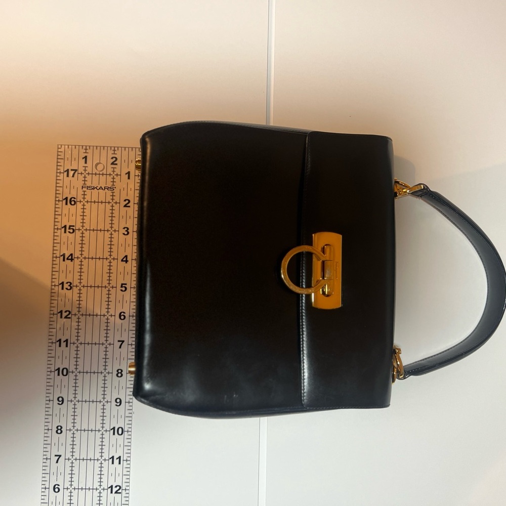 Salvatore Ferragamo Black and Gold Handbag - Picture 5 of 8